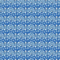 Marimekko Mini Unikko Stoff, Weiß – Blau