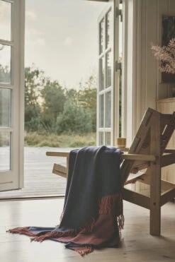 Franja Überwurf, Burgunderrot/Blau -Heimstil Angebote Store Heg Mller 201027 Silkeborg Uld spinderi1763 copy