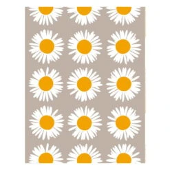 Marimekko Auringonkukka Leinenstoff, Beige - Weiß - Gelb