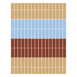 Marimekko Tiiliskivi Stoff, Beige - Hellblau - Rotbraun