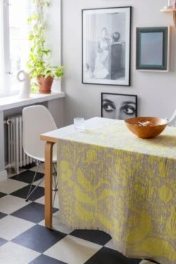 Villiyrtit Tischdecke/Überwurf, 150 x 200 cm, Gelb - Leinen -Heimstil Angebote Store lapuankankurit villiyrtit tablecloth blanket yellow linen 4