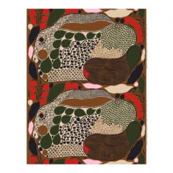 Marimekko Rusakko Stoff, Beschichtet, Braun - Dunkelblau - Rot